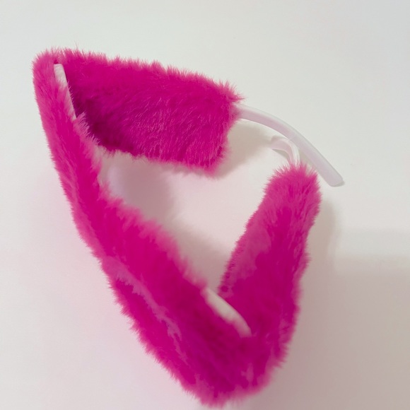 NEW Trendy Oversize Celebrity Punk Soft Fur UV400 Handmade Sunglasses HOT PINK - Picture 6 of 7